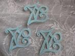 Set van 3 X Letter Applicatie - Mintgroen / ZV - 4 cm, Hobby en Vrije tijd, Naaien en Fournituren, Verzenden, Zo goed als nieuw