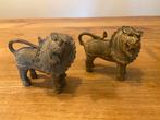 2 Messing Dokra Leeuwen - Indiaas Handwerk, Antiek en Kunst, Ophalen of Verzenden