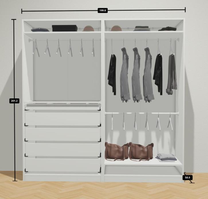 pax ikea kast met accessoires, Huis en Inrichting, Kasten | Kledingkasten, Zo goed als nieuw, 200 cm of meer, 150 tot 200 cm, 50 tot 75 cm