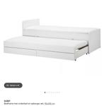 Wit SLÄKT bedframe met onderbed en opberglades, Gebruikt, 90 cm, Eenpersoons, Ophalen of Verzenden