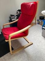 ikea Fauteuil - stoel stof rood, Modern, Gebruikt, 75 tot 100 cm, Hout