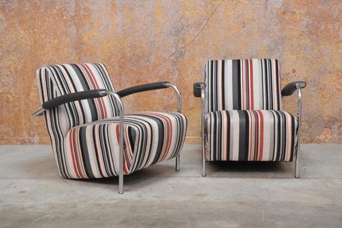 ZGANieuw 2 fraaie stoffen Leolux Scylla design fauteuils, Huis en Inrichting, Fauteuils, Zo goed als nieuw, Metaal, Stof, 50 tot 75 cm