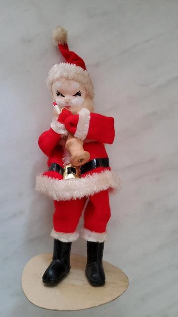 Antieke kerstman stof papier mache chenille draad 24 cm. beschikbaar voor biedingen