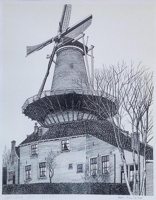 Sees Vlag (1934-2018) - Delft - Molen de Roos (#175), Antiek en Kunst, Kunst | Litho's en Zeefdrukken, Ophalen of Verzenden