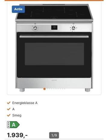 Luxe Fornuis Smeg 90cm rvs INDUCTIE 4 zones NIEUW beschikbaar voor biedingen