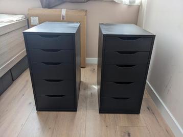 Ikea alex zwart bruin 2x ladekasten