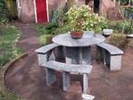 Natuurstenen tuintafel met 3 granieten bankjes. Zgan, Ophalen, Zo goed als nieuw