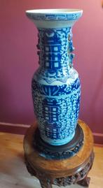 Chinese vaas, hocker & sokkel - Blauwwit, handgesneden, Antiek en Kunst, Ophalen
