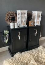 Nachtkastjes Black & Wood & Tuigleer Kastjes, Ophalen of Verzenden, Zo goed als nieuw