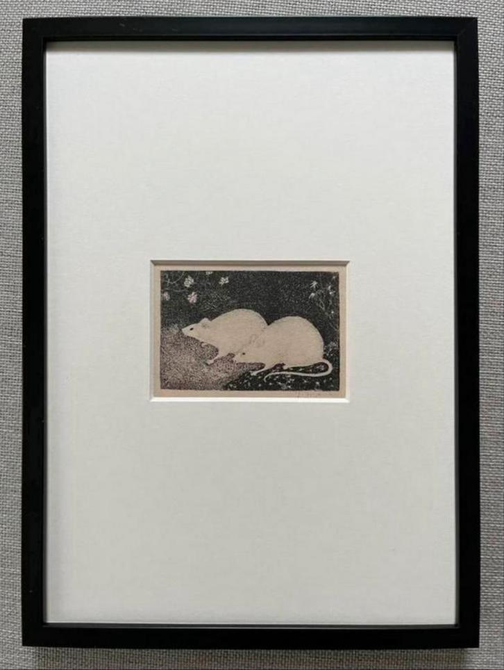 Jan Mankes 1889-1920 / Originele Heliogravure 2 Muizen 1923, Antiek en Kunst, Kunst | Etsen en Gravures, Ophalen of Verzenden
