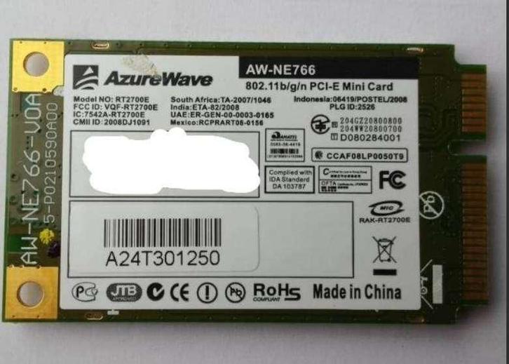 Wifi Azurewave RT2700E 802.11 b/g/n PCI-E Mini Card AW-NE766, Computers en Software, Netwerkkaarten, Gebruikt, Intern, Ophalen