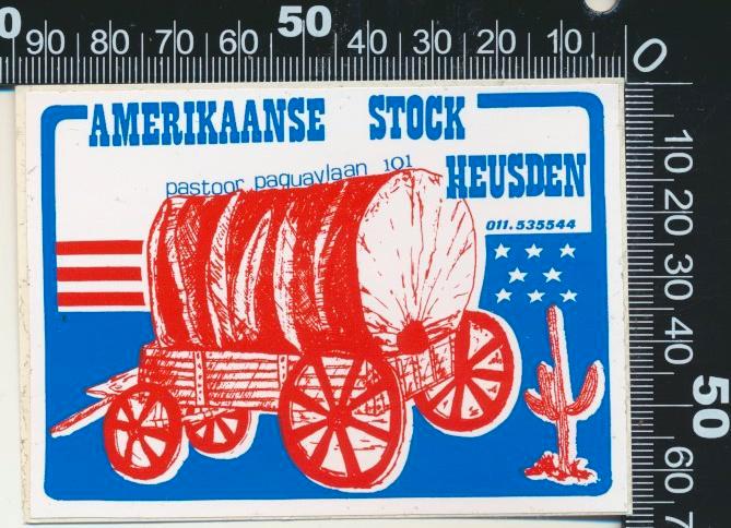 Sticker: Amerikaanse Stock - Heusden, Verzamelen, Stickers, Zo goed als nieuw, Bedrijf of Vereniging, Ophalen of Verzenden