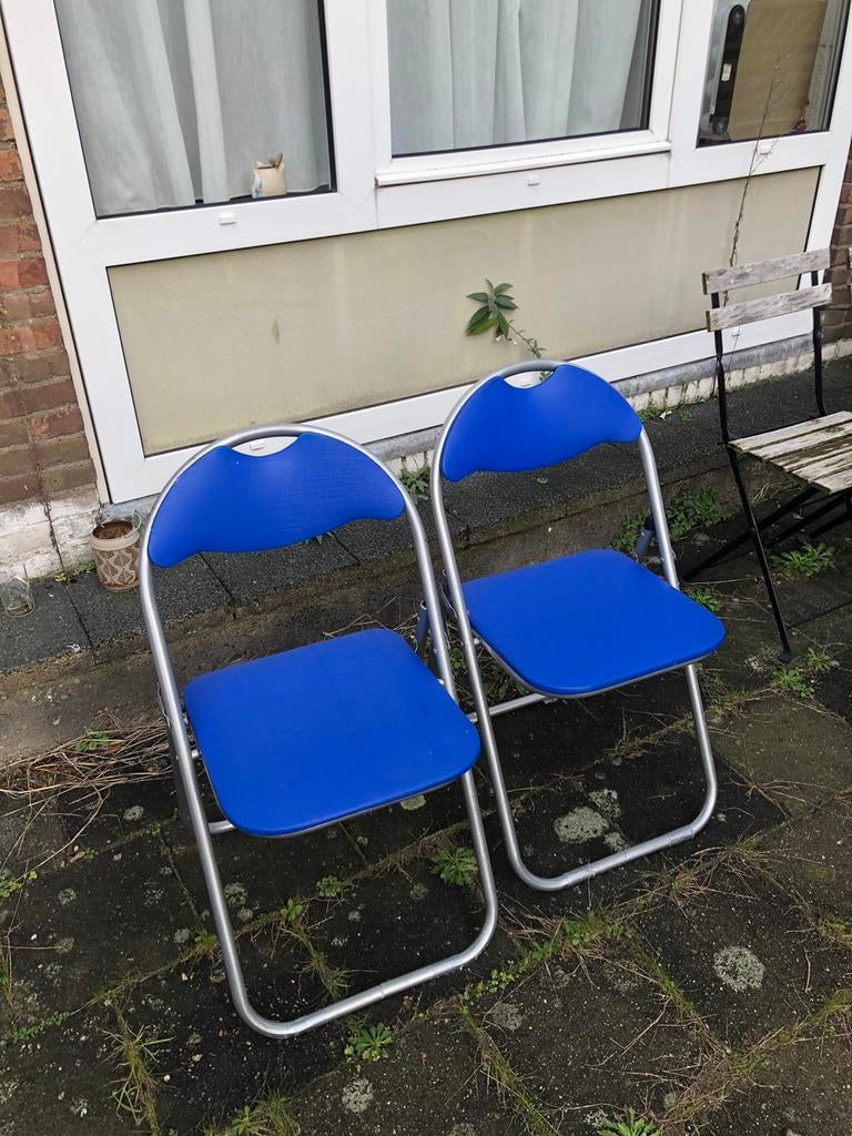 Twee klapstoelen, Ophalen, Kunststof, Twee, Blauw
