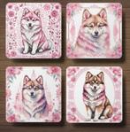 Pomsky Delfts Roze onderzetters met houder, Ophalen of Verzenden, Nieuw, Glas of Kopje