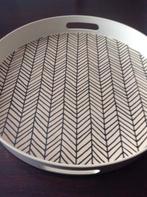 Dienblad met Jan Schoonhoven streepjes - 1980's - Zwartwit, Ophalen, Gebruikt, Rond, Kunststof