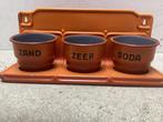 Vintage Emaille Zand Zeep Soda Set, Ophalen