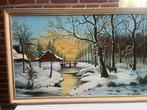 Schilderij Winterlandschap, onbekende schilder, klassiek ing, Ophalen of Verzenden