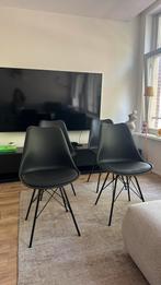4x JYSK Klarup Eetkamerstoelen - Zwart, Huis en Inrichting, Ophalen, Kunststof, Zwart, Zo goed als nieuw