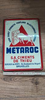Antiek emaille bord Metaroc Ciments België Brussel, Ophalen of Verzenden