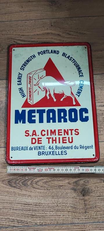 Antiek emaille bord Metaroc Ciments België Brussel beschikbaar voor biedingen