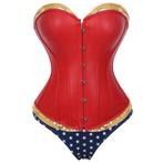 Rood goud wonder woman korset dames vrouwen corset bustier, Verzenden, Overige kleuren, Body of Korset