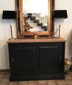 Antieke Brocante Spiegel - Goud & Zwart, Huis en Inrichting, Ophalen, Gebruikt, 100 tot 150 cm, 75 tot 100 cm
