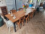 Houten eettafel inclusief 6 stoelen, Ophalen, 50 tot 100 cm, Zo goed als nieuw, Vijf personen of meer