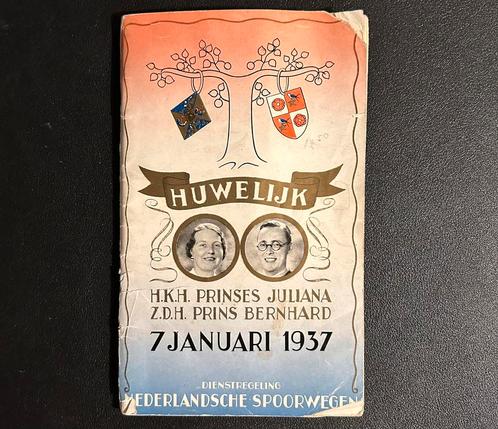 Dienstregeling huwelijk Bernhard en Juliana (1937), Verzamelen, Spoorwegen en Tramwegen, Gebruikt, Trein, Boek of Tijdschrift