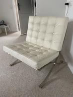 Barcelona Chair - Wit Leer, Goede Conditie, Ophalen, Gebruikt, Minder dan 75 cm, Leer