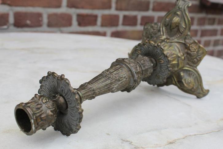 Barokke kandelaar,messing, Antiek en Kunst, Antiek | Kandelaars, Koper of Brons, Ophalen of Verzenden