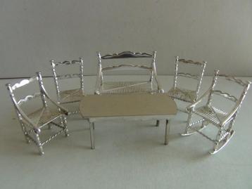 Miniatuur zilver L105-82 tafel,bank,st. zilveren miniaturen beschikbaar voor biedingen