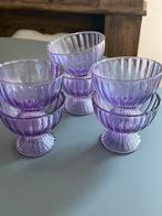 Vintage paarse glazen ijscoupes | 6 stuks | Frans/Italiaans, Huis en Inrichting, Keuken | Servies, Glas of Glazen, Ophalen of Verzenden