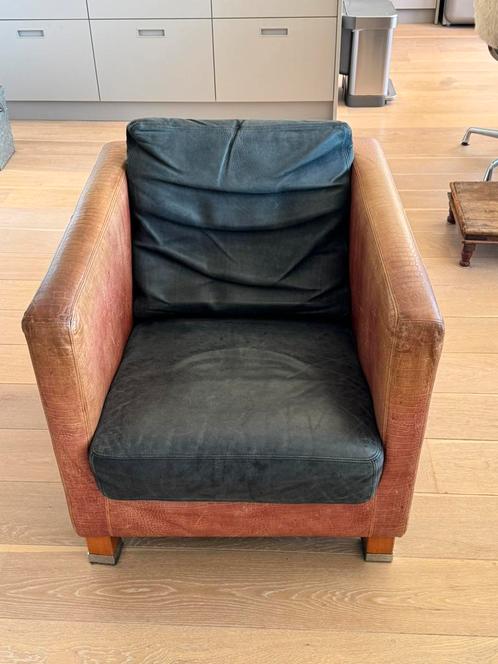 Leren herenfauteuil World of Wonders, Huis en Inrichting, Fauteuils, Gebruikt, Leer, 50 tot 75 cm, 75 tot 100 cm, Ophalen