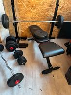 Bankdruk/squad rek bankje en gewichten, Ophalen, Zo goed als nieuw, Fitnessbank