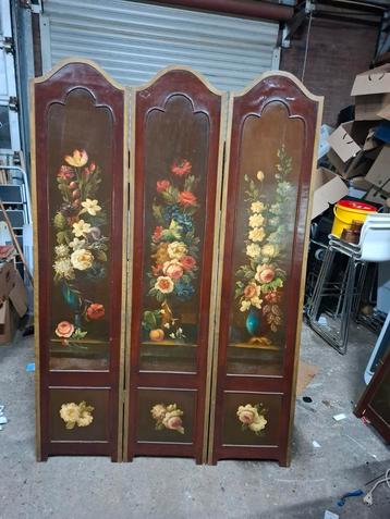 Antiek Kamerscherm met Bloemen beschikbaar voor biedingen