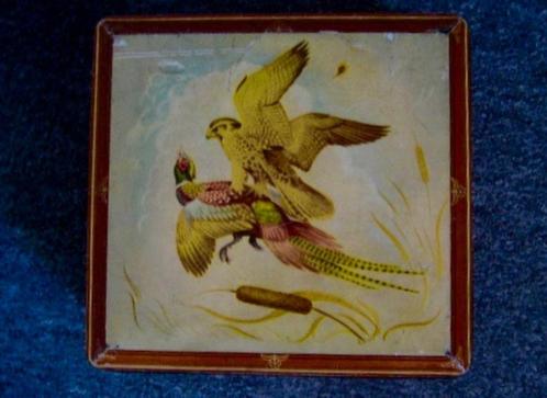 MOOI OUD "VAN MELLE " BLIK ,ANVERS MET VOGELS ,ROOFVOGEL, Verzamelen, Blikken, Gebruikt, Koek(jes), Overige merken, Ophalen of Verzenden