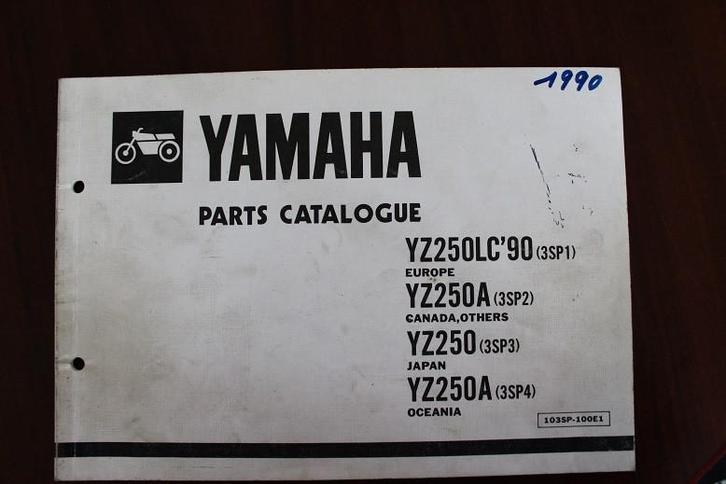 Yamaha YZ250 LC A 1990 motorcycle parts catalogue YZ 250, Motoren, Handleidingen en Instructieboekjes, Yamaha, Ophalen of Verzenden