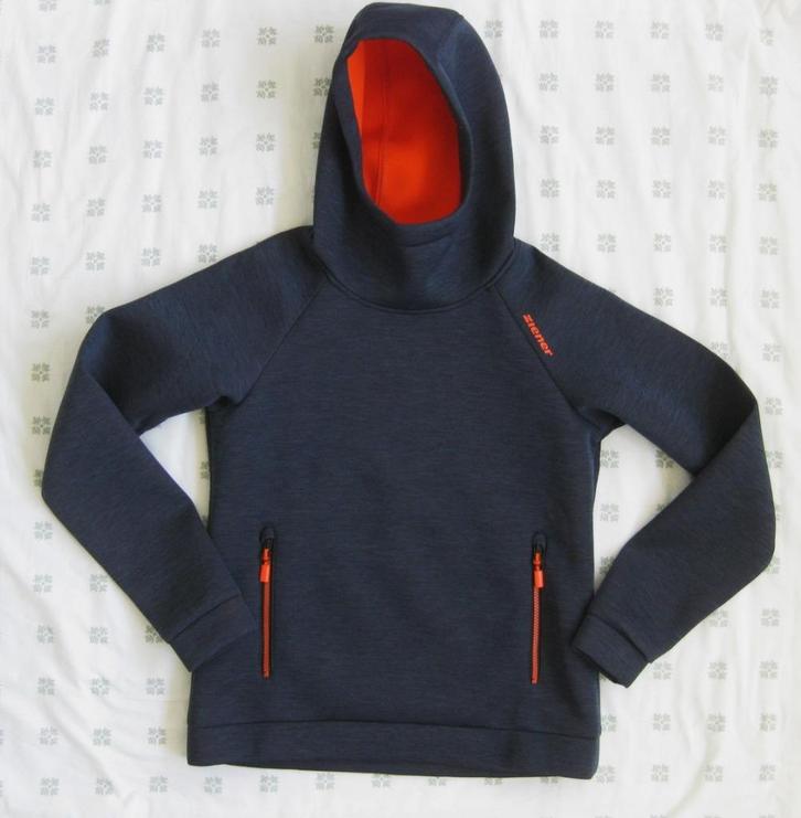 Ziener trui met capuchon en col, maat 40, donkerblauw scuba, Kleding | Dames, Wintersportkleding, Zo goed als nieuw, Trui, Maat 38/40 (M)