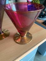2 Antieke Glazen met Gouden Voet, Antiek en Kunst, Antiek | Glas en Kristal, Ophalen of Verzenden