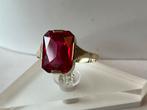 Art Deco gouden Russische ring Robijn, Sieraden, Tassen en Uiterlijk, Ringen, 18 tot 19, Verzenden, Zo goed als nieuw, Met edelsteen