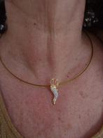 Vergulde strass hanger Kroon aan strak groen stalen collier, Overige materialen, Overige voorstellingen, Verzenden, Nieuw