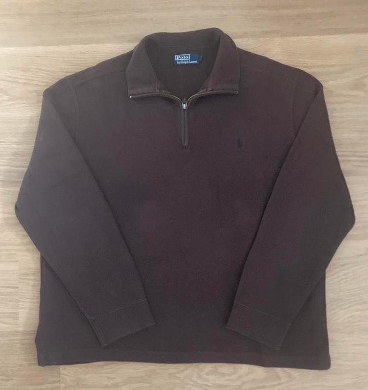 Ralph Lauren 1/4 zip sweater - L - Bruin - BIEDEN MAG, Kleding | Heren, Truien en Vesten, Zo goed als nieuw, Maat 52/54 (L), Bruin