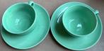 2 oude theekopjes, pastelgroen, Gebruikt, Keramiek, Ophalen of Verzenden, Overige stijlen