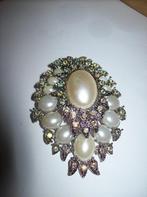 Broche Zilverkleur Schitterend Parel Kristal Model 10 cm, Sieraden, Tassen en Uiterlijk, Broches, Overige materialen, Verzenden