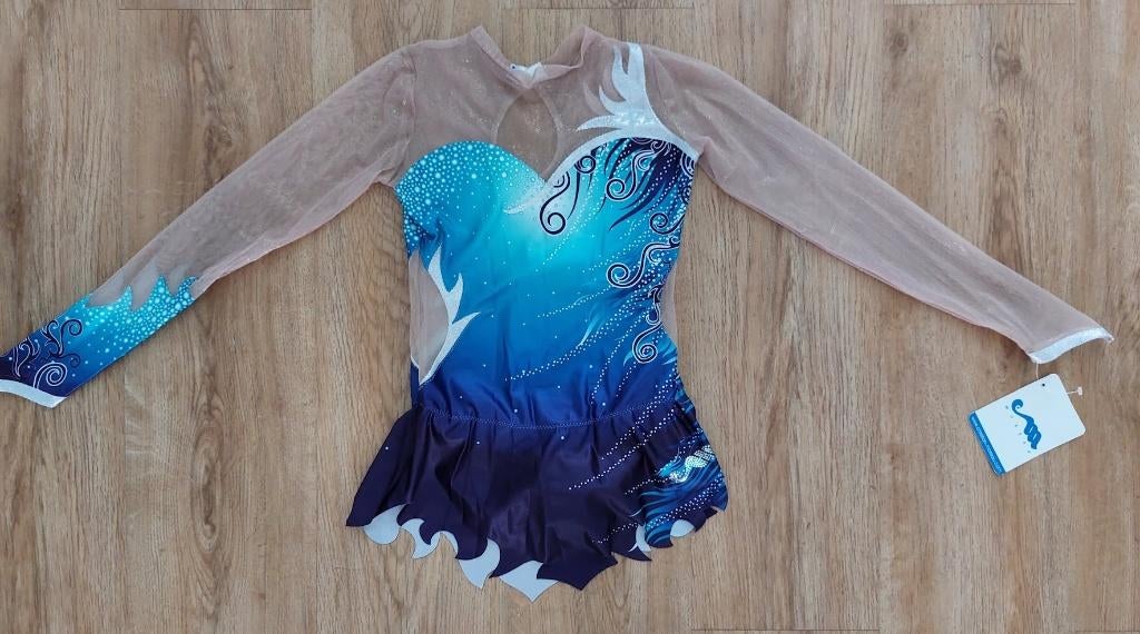 Ritmische gymnastiek pakje Christian Moreau mt 14 (164), Blauw, Nieuw, Ophalen of Verzenden, Turnpak(je)