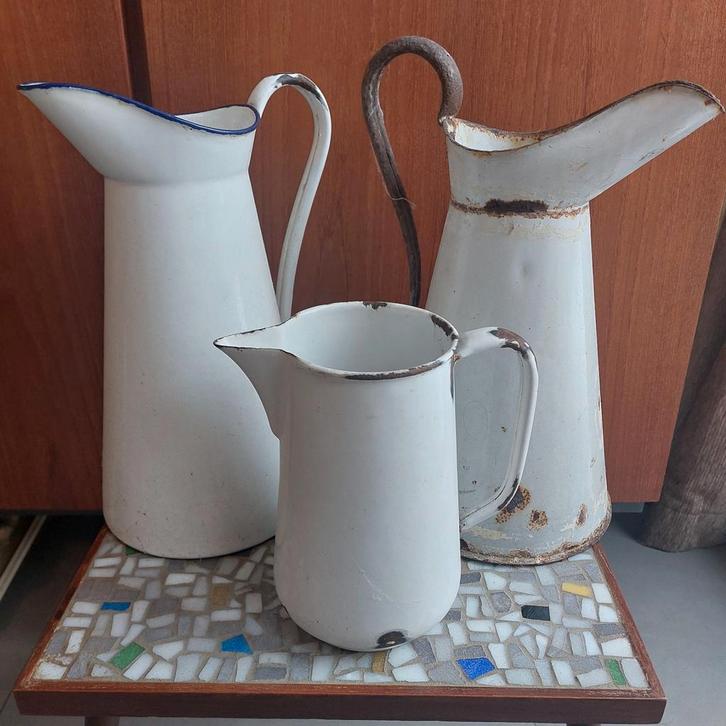 Vintage Emaille Kannenset Brocante, Antiek en Kunst, Antiek | Emaille, Ophalen