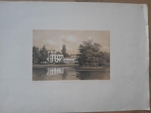 93 / Paleis Soestdijk van de achterzijde Litho uit 1875, Antiek en Kunst, Kunst | Litho's en Zeefdrukken, Ophalen of Verzenden