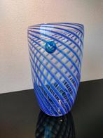 Italië Murano Glas Vaas Kobalt Blauw Vintage Swirl 1950, Ophalen of Verzenden
