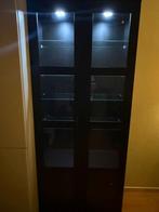 Brimnes Vitrinekast met Led lampen - 80x190x35 cm, Huis en Inrichting, Kasten | Vitrinekasten, Ophalen, 50 tot 100 cm, Glas, Modern