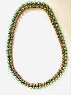 Antieke bronzen ketting met groen glas, Ophalen of Verzenden, Brons, Ketting